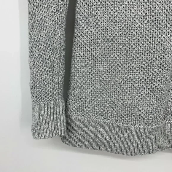 Ann Taylor LOFT Sweater Gray Pullover Knit Crew Neck Split Back - Picture 4 of 9